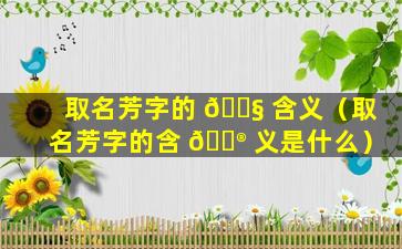 取名芳字的 🐧 含义（取名芳字的含 💮 义是什么）